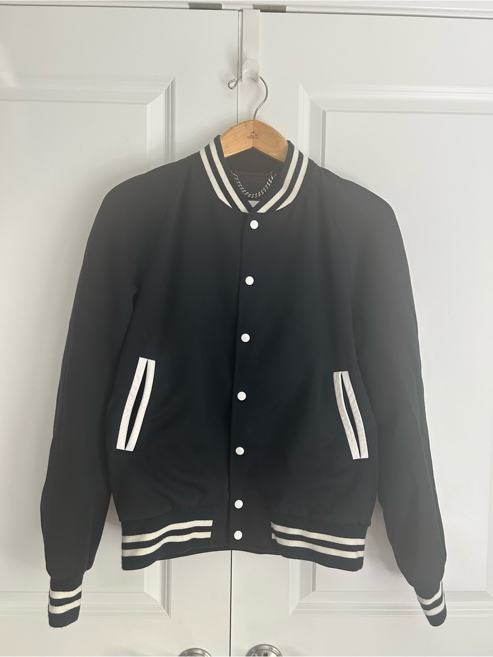 Sandro blue stripe varsity jacket size M